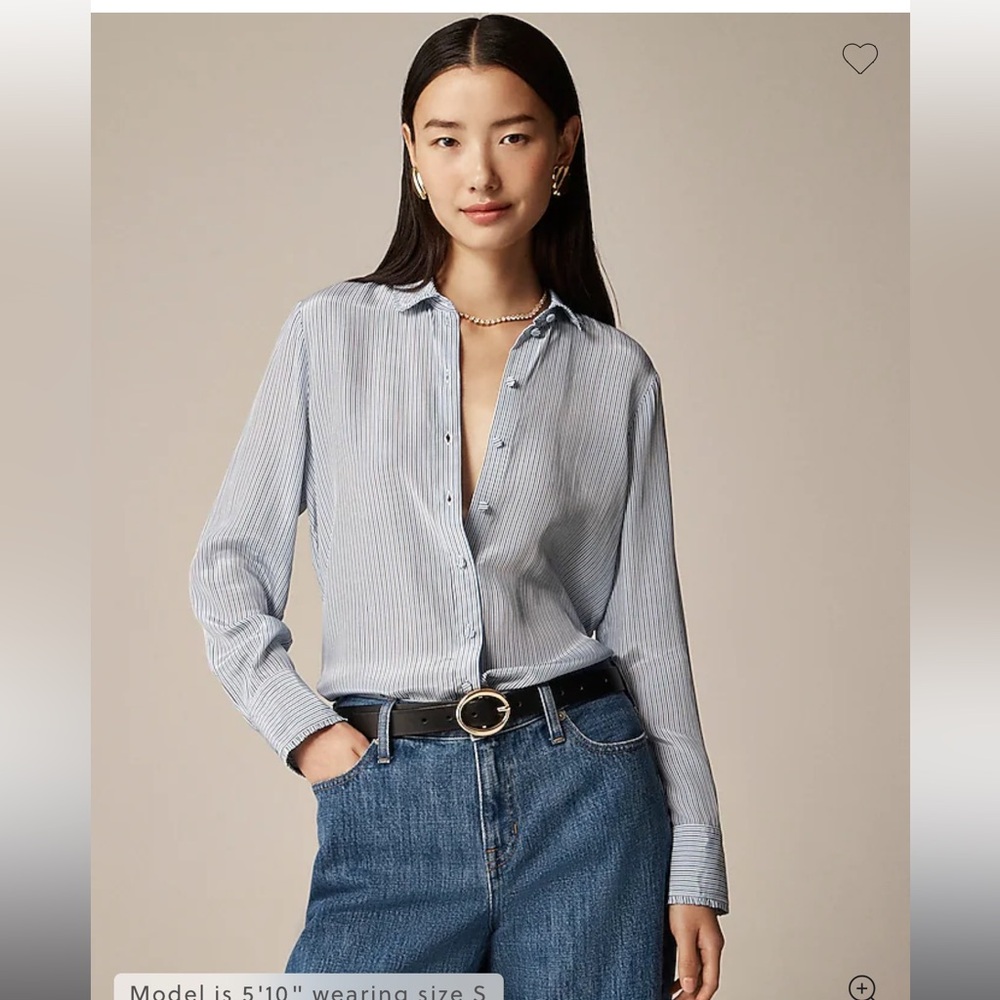 J. Crew Removable tie-neck button-up shirt in striped crepe de chine XS